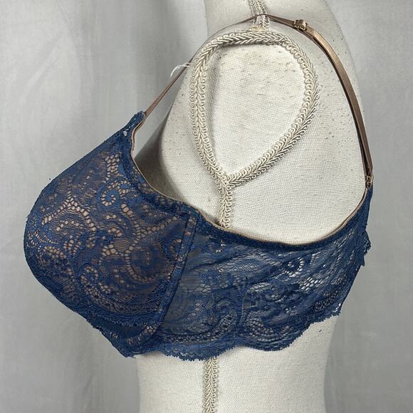 Thirdlove Lace Balconette Bra in Blue. - Picture 5 of 8